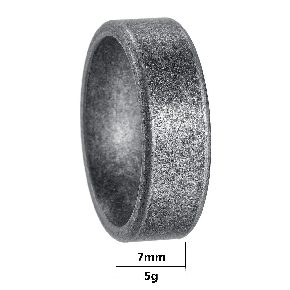 Planderful Everyday Genie 7mm Stainless Steel Ring Unisex Ancient Silver Protection Symbol