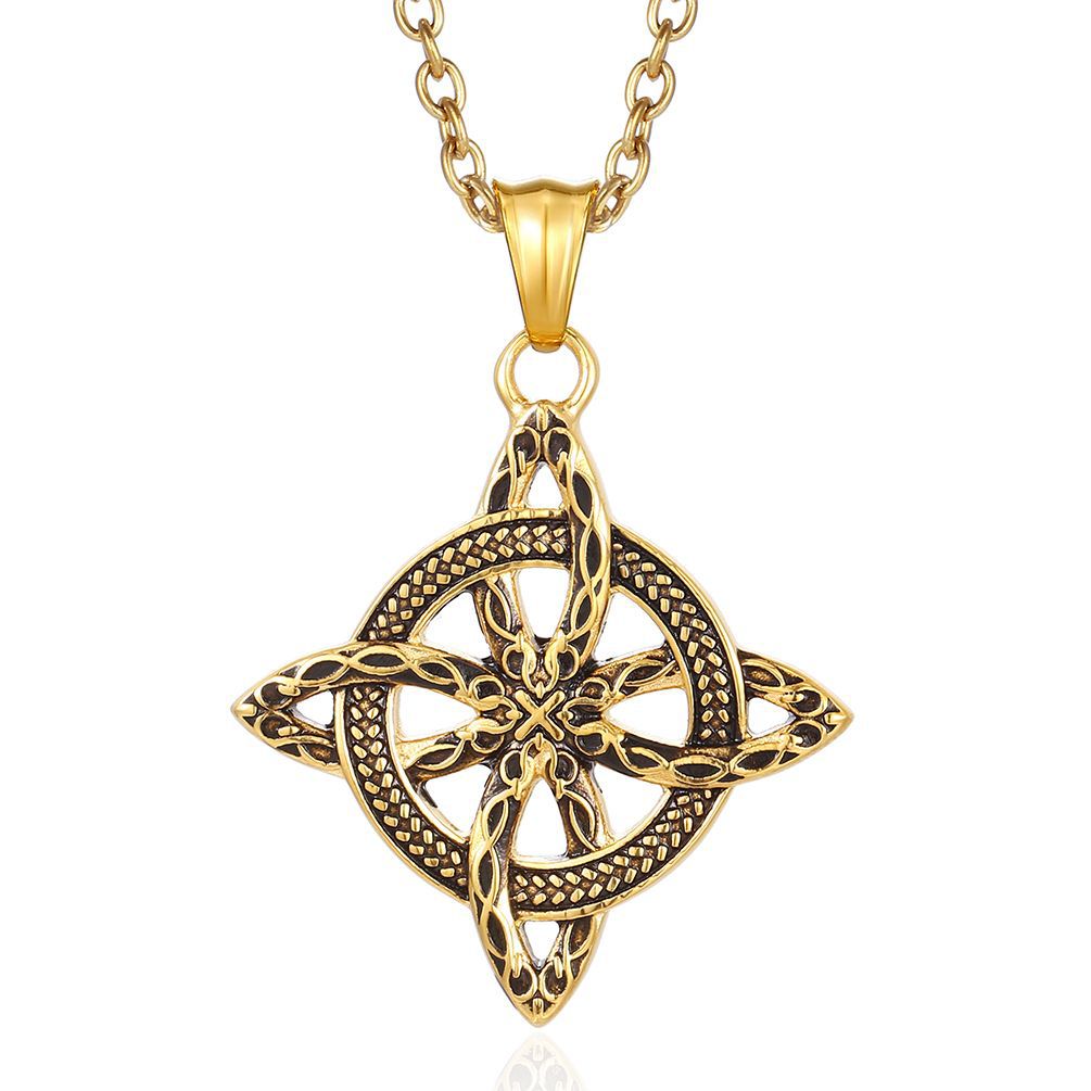 Cross-Border Titanium Steel Nordic Celtic Knot Necklace for Men