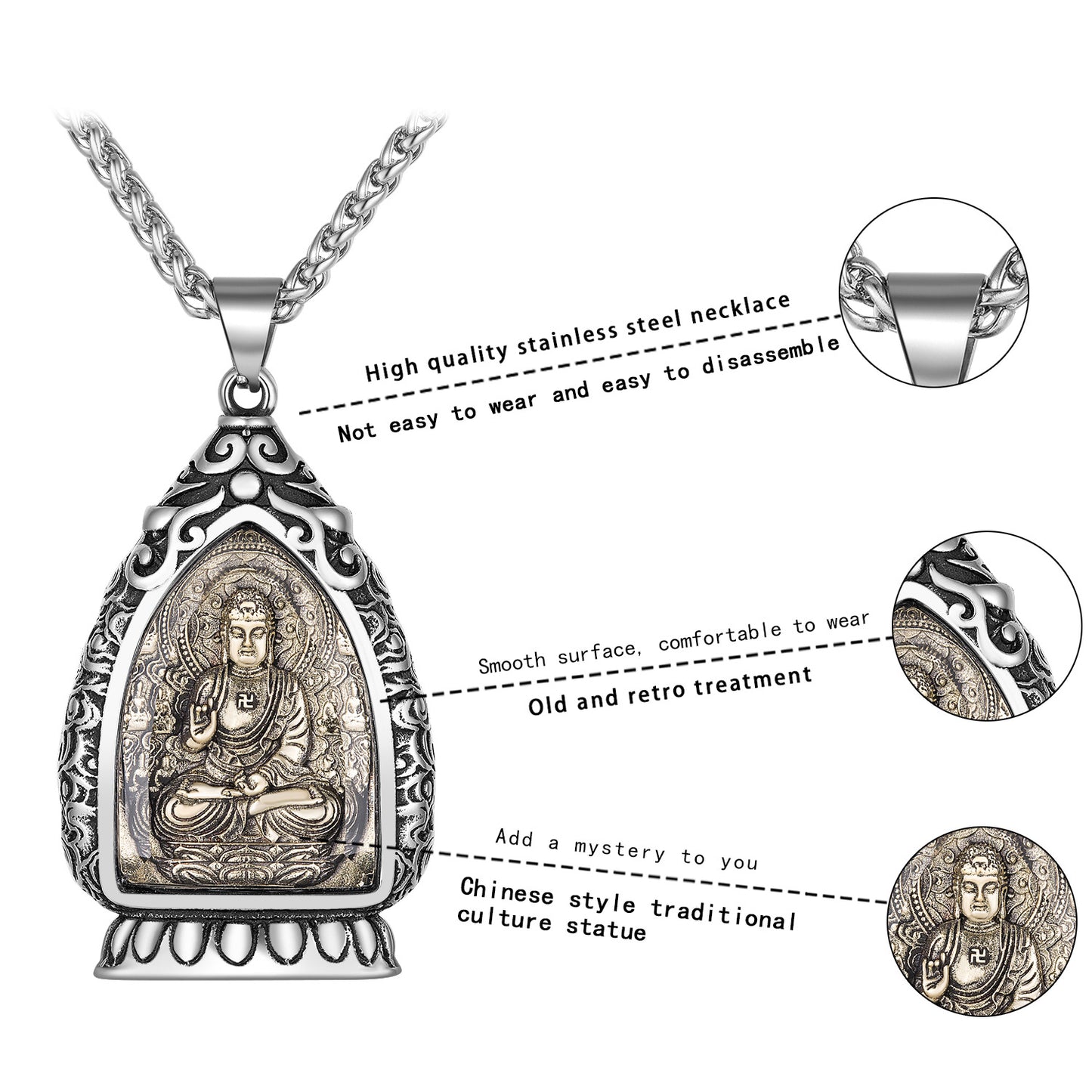 Steel Necklace Elegant Zodiac Buddha Charms Pendant For Spiritual Jewelry Lovers Gift