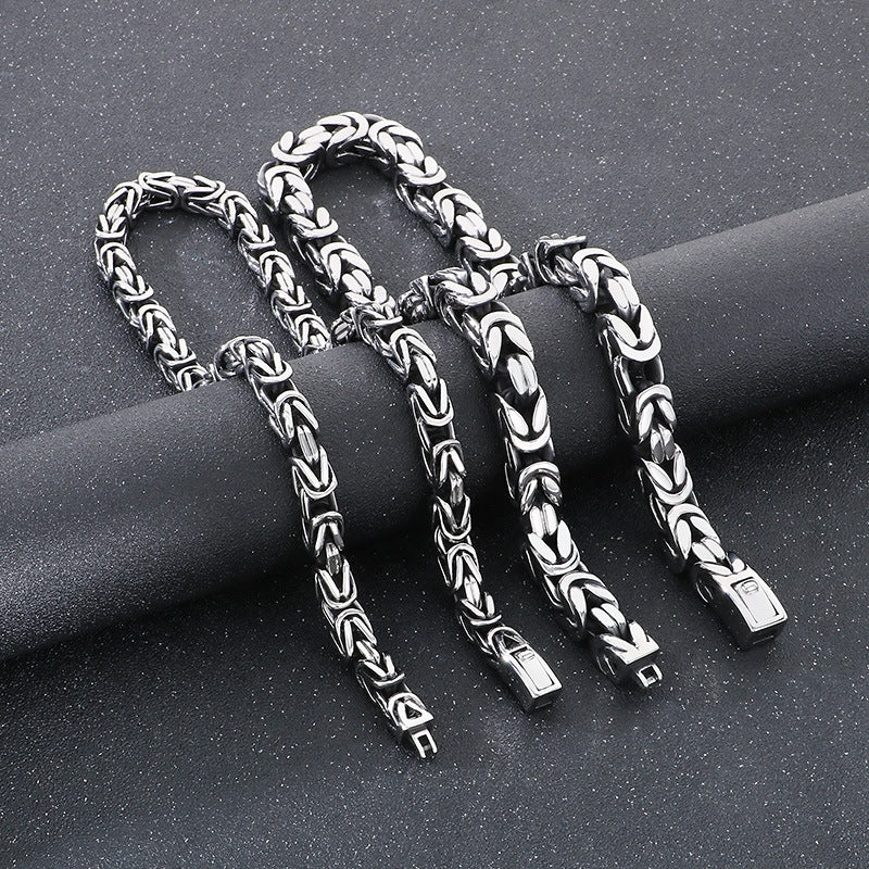 Planderful Men Titanium Steel Necklace Retro Imperial Chain