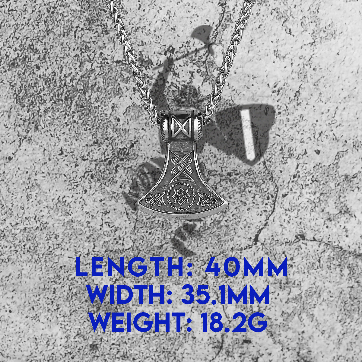 Planderful Viking Runic Axe Pendant Necklace For Men Titanium Steel Durable Hip Hop Style Jewelry