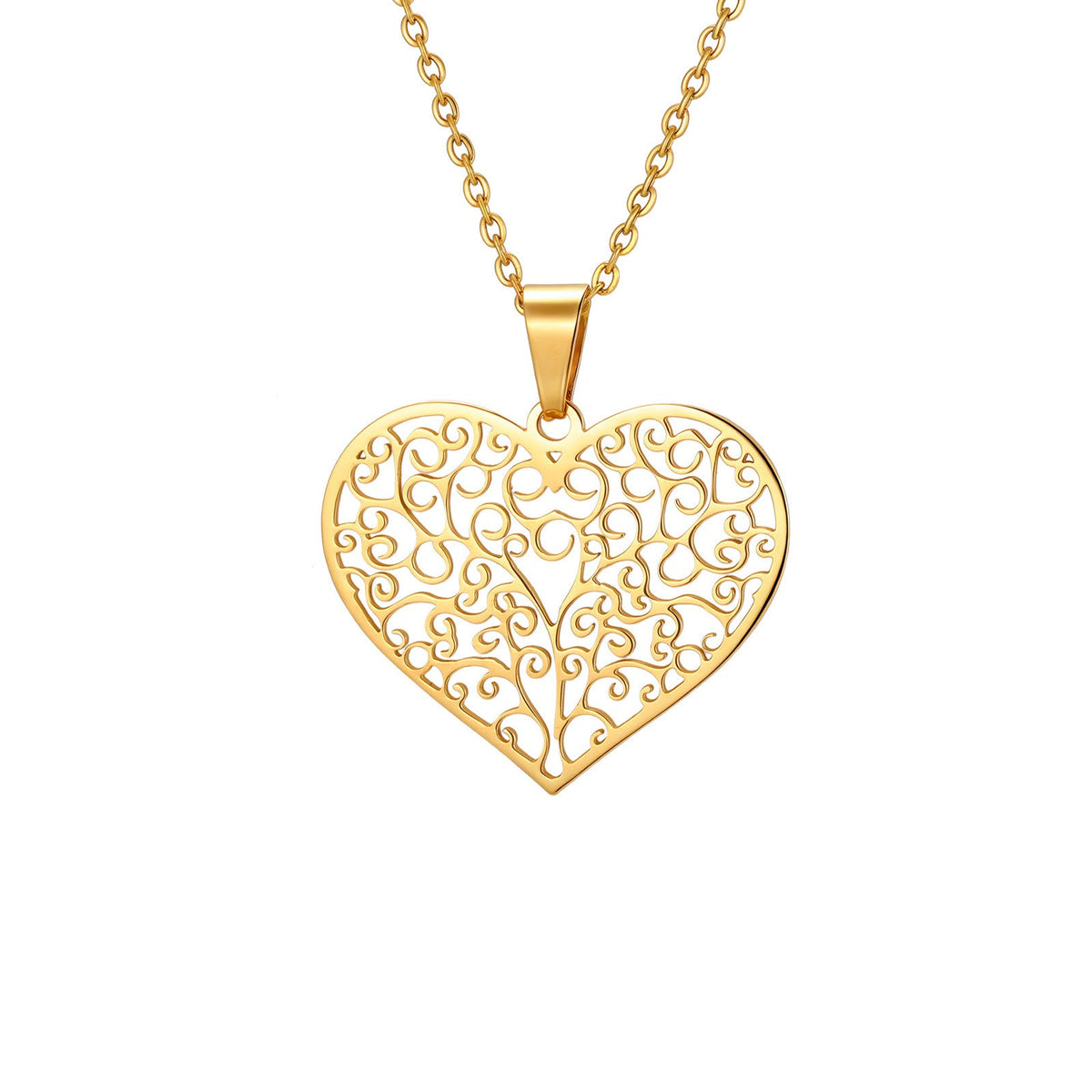 Tree of Life Heart Stainless Steel Necklace