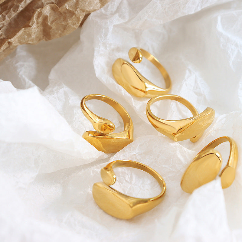 Unique Open Ring in Titanium Steel with 18k Gold Tail Detail - Everyday Genie Collection