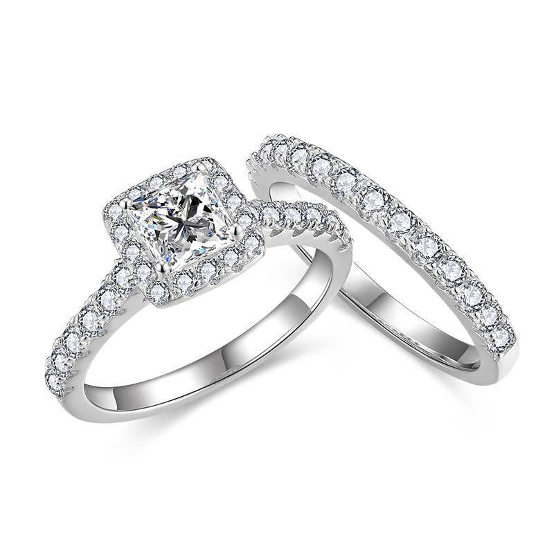 Amazon eBay Hot Sale Princess Square Moissanite Engagement Ring