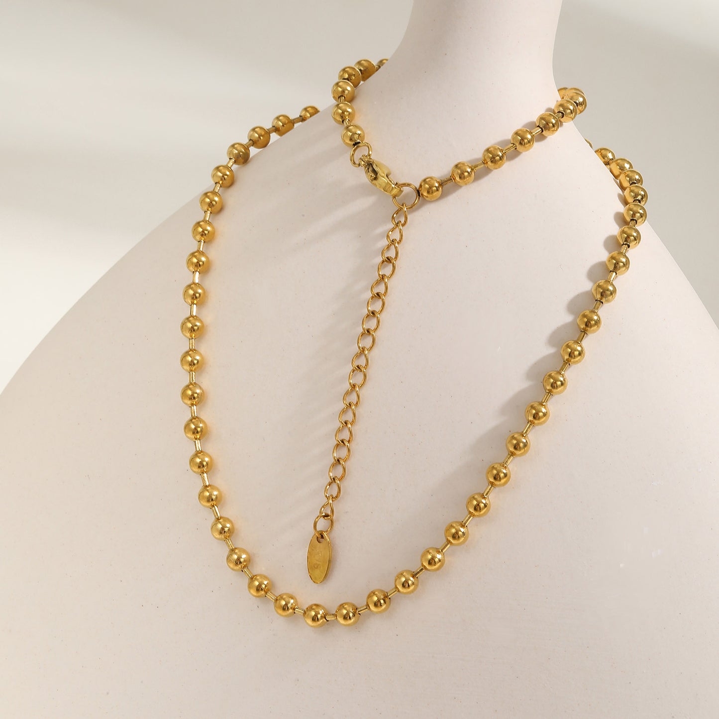 Stainless Steel Bead Chain – Gold Necklace – Women's Minimalist