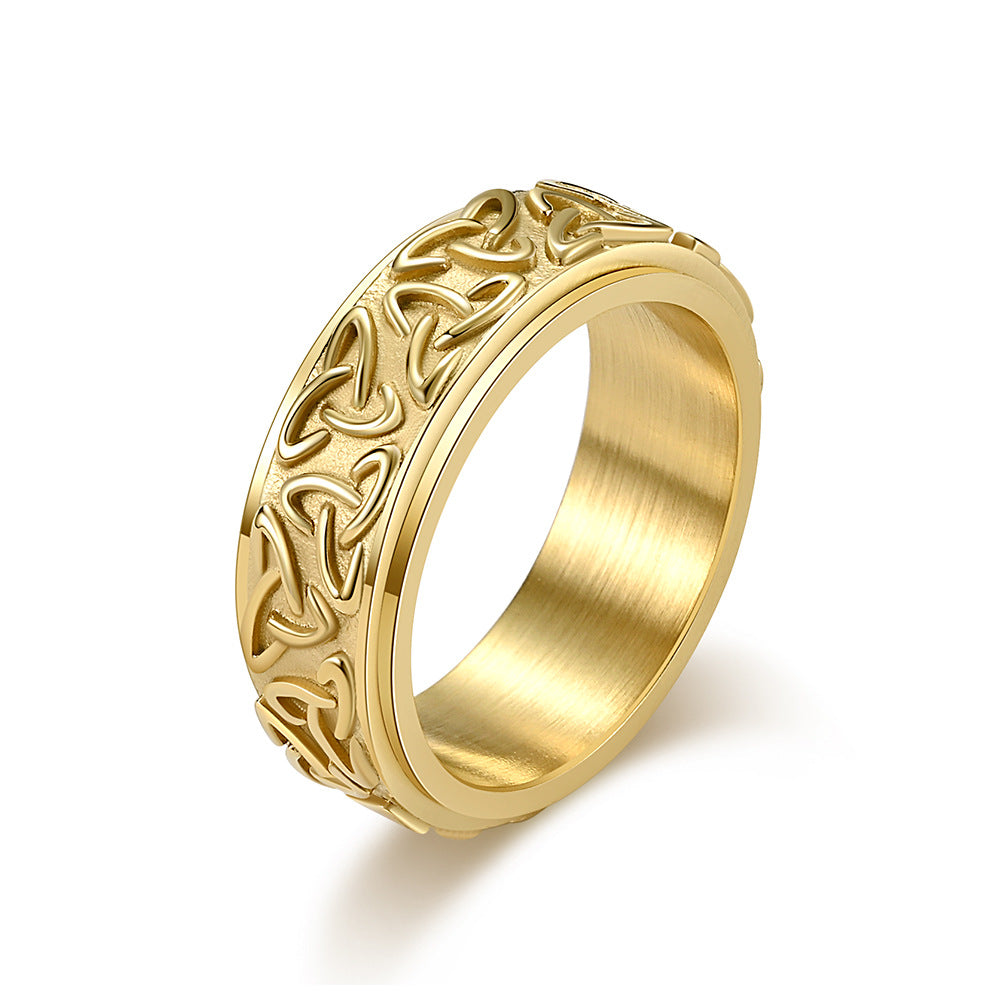 Planderful Rotating Titanium Steel Triangle Knot Ring For Anxiety Relief Unisex Jewelry