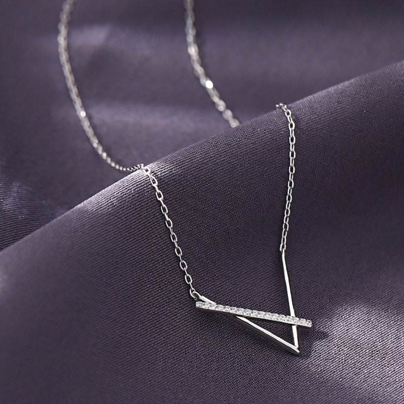 New Sterling Silver Geometric Necklace for Women's Light Luxury Gift