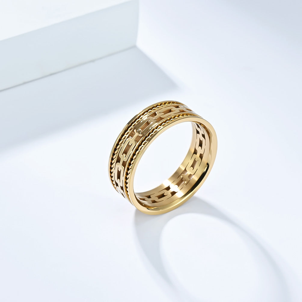 Planderful Braided Rope Ring Titanium Steel With 18K Gold Plating Personalized Unisex Jewelry For Men And Women