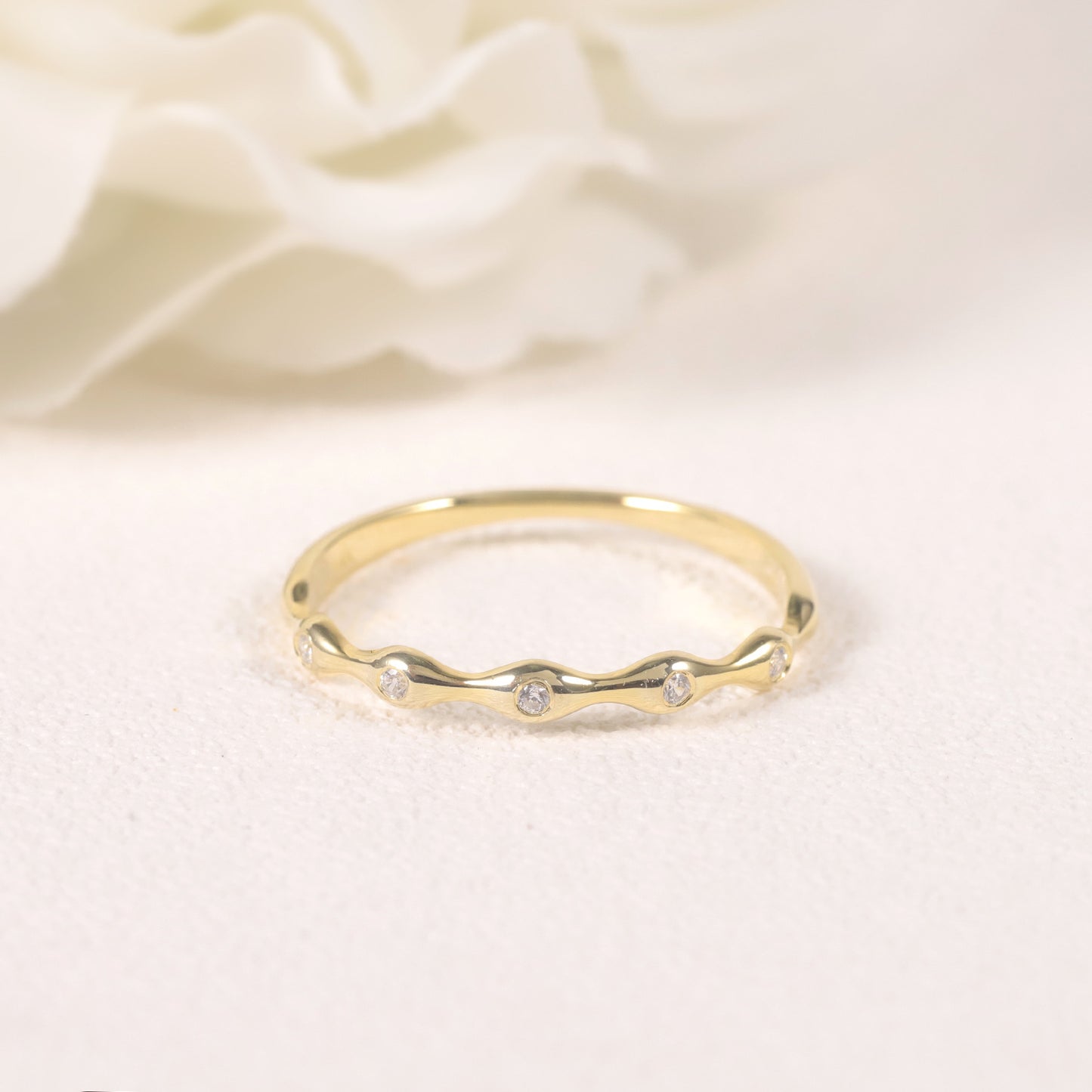 Unique Gold Ring S925 Sterling Silver Moissanite Dawn Series