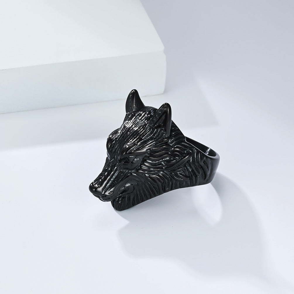 Planderful Viking Wolf Ring For Men Steel Band Bold Domineering Style For Everyday Wear
