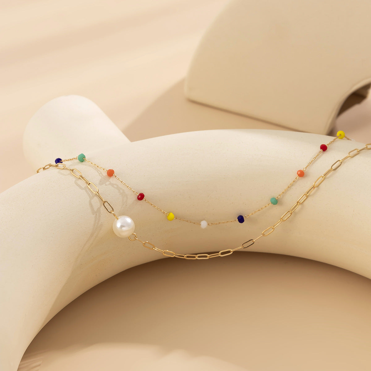 European and American Jewelry Cross-border Creative Thin Chain Body Chain With Imitation Crystal and Pearl Waist Chain