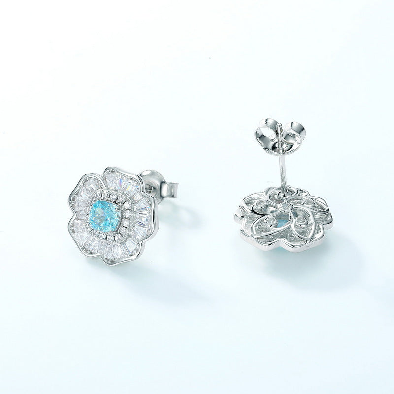 S925 Sterling Silver High-Carbon Stone Flower Jewelry Collection