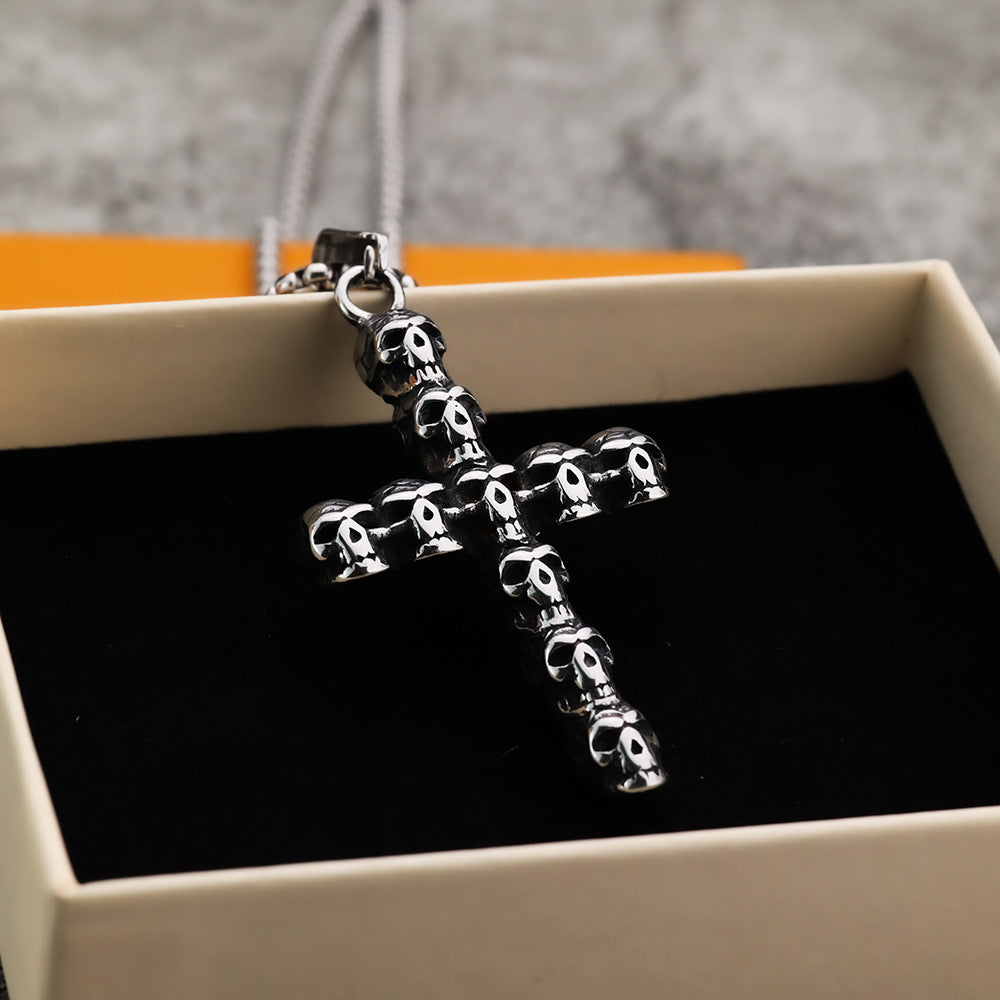 Cross-Border New Products Pendant Skull Cross Personalized Men's Pendant Titanium Steel Jewelry