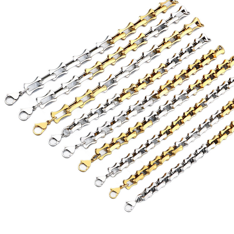 Diy – Two-Color Layered Chain Bamboo Chain Titanium Steel Men's Bracelet