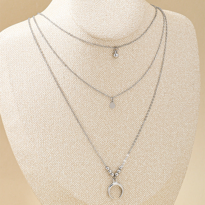 Planderful Vienna Verve Necklace – Stylish Three-Layer Fringed Crescent Moon Design