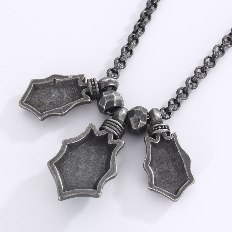 Punk Style Blue Eyes Stainless Steel Men's Pendant, Titanium Steel Retro Devil'S Eye Necklace
