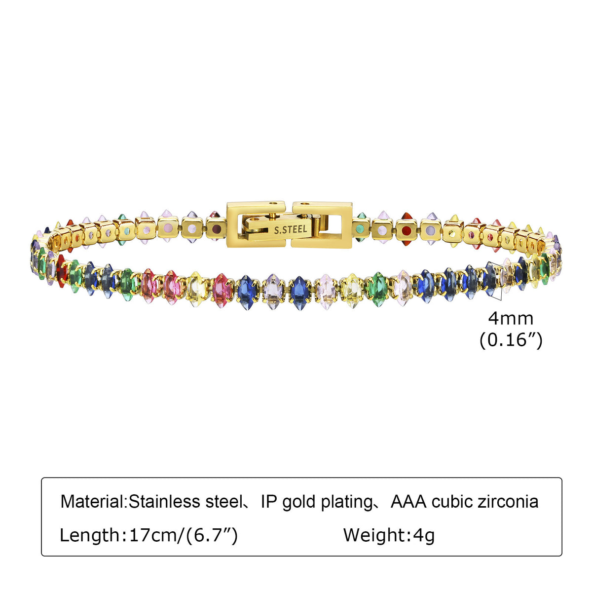 Zircon Stainless Steel Bracelet Unisex