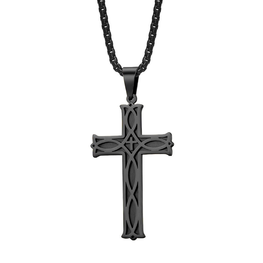 Planderful Nordic Irish Knot Titanium Steel Cross Necklace Eternal Knot Pendant For Men And Women Everyday Jewelry