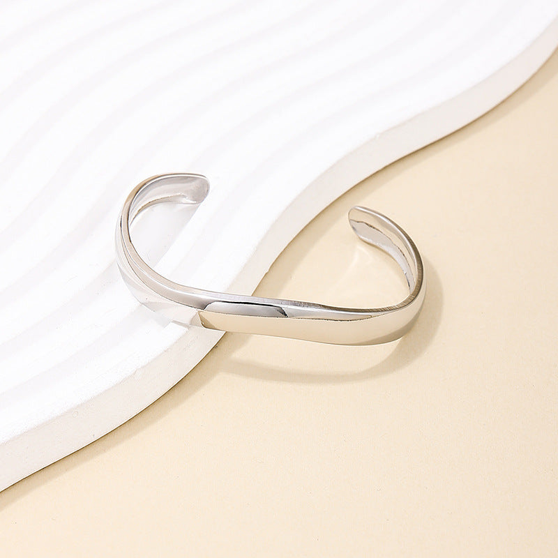 Korean Style Wave Pattern Metal Bracelet for Women - Vienna Verve Collection