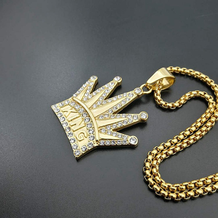 Zircon Necklace - Statement Crown Pendant
