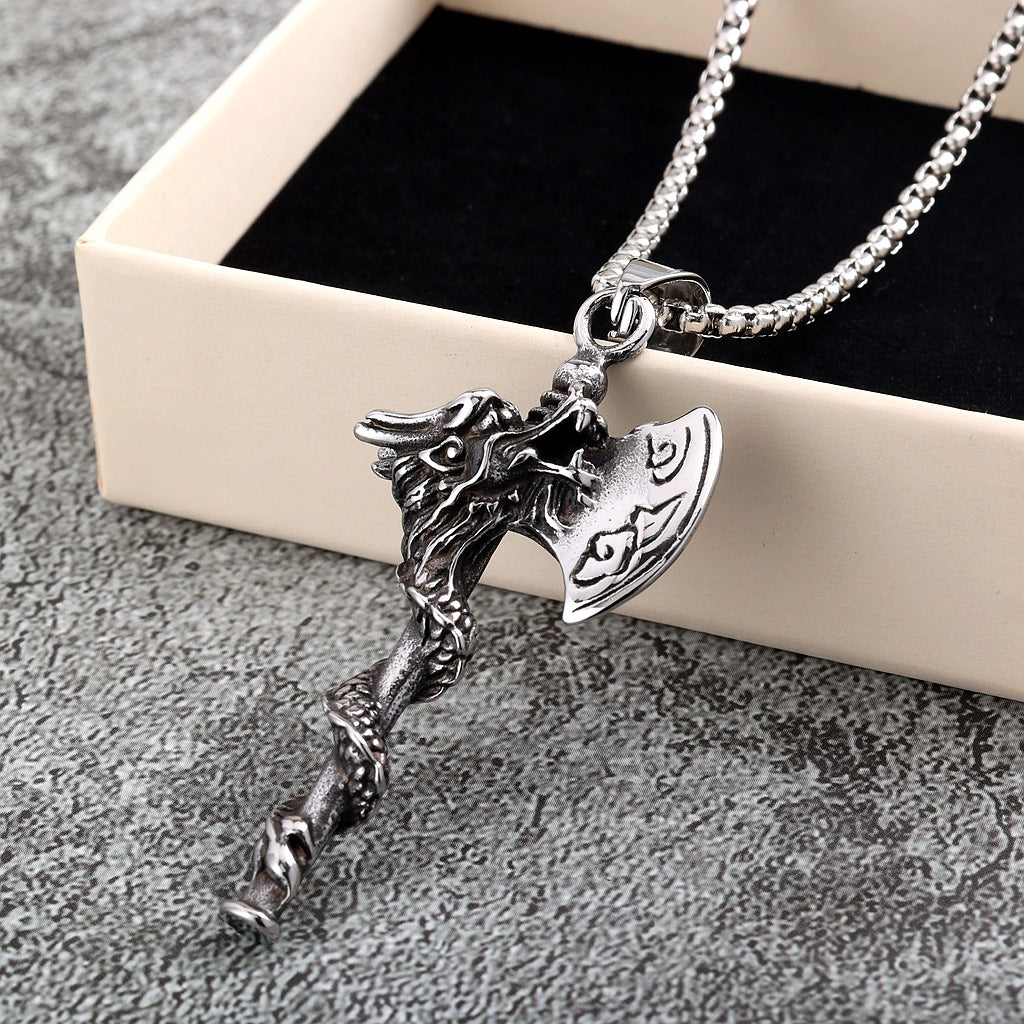 Vintage Dragon Stainless Steel Men's Pendant Necklace