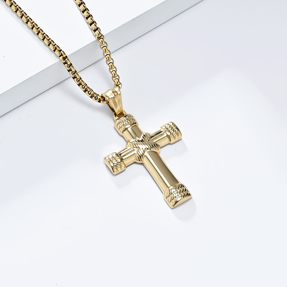 Planderful Rope Knot Cross Necklace Titanium Steel For Men Personalized Trend Jewelry
