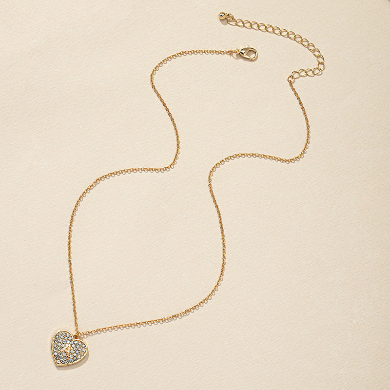 Heart-Shaped Ultra-Thin Collarbone Chain with High-End Letter Necklace in European and American Light Luxury Design