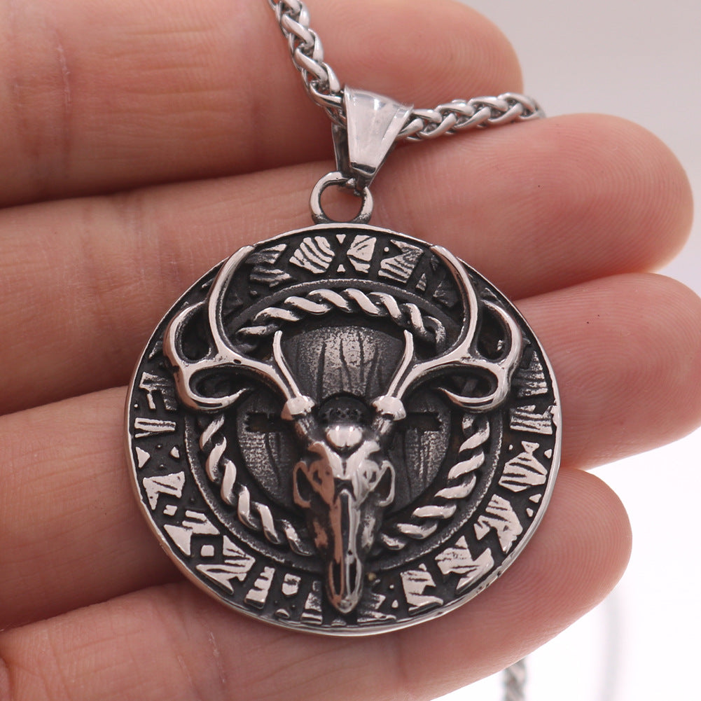 Viking Odin Mythology Deer Head Talisman Necklace - Norse Legacy Collection
