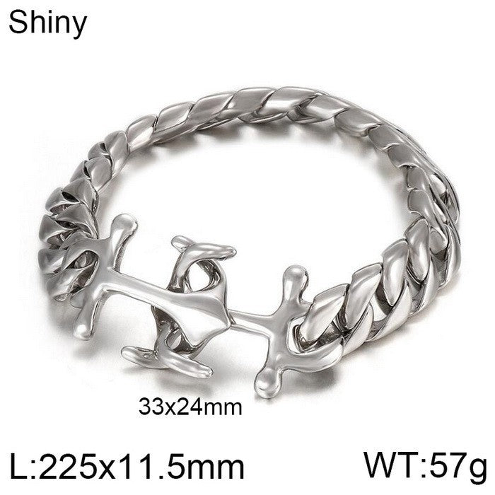 Customizable Titanium Steel Anchor Bracelet for Men - Punk Style Accessories