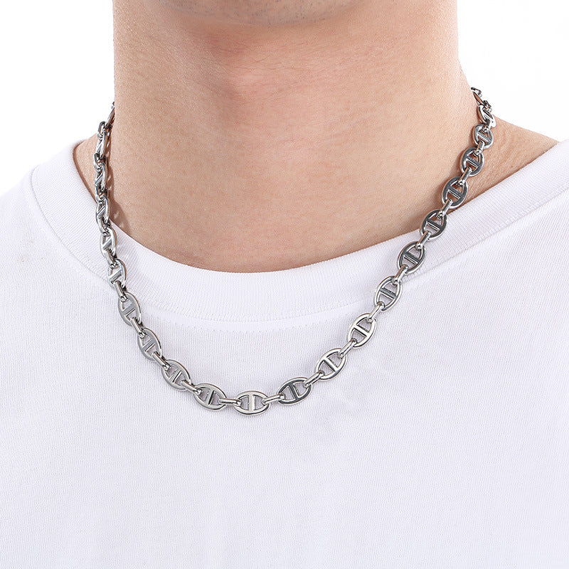 Trendy Pig Nose Chain Necklace For Men Stainless Steel