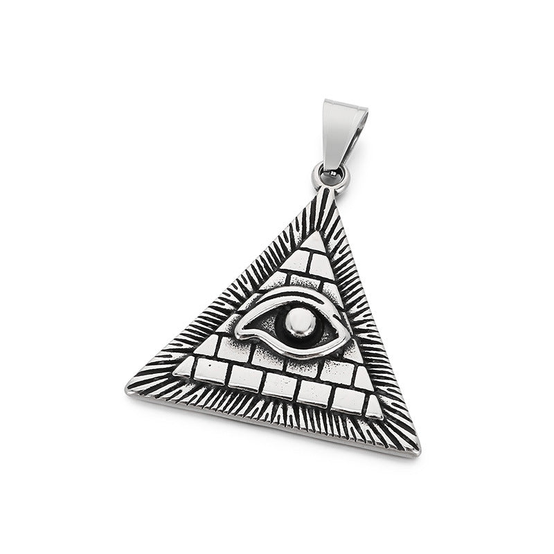 Retro Triangle Knot Pendant, Ancient Pyramid Eye Of Horus Stainless Steel Men's Necklace