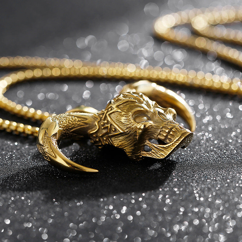 Skull Croissant Men's Pendant in Titanium Steel - Hip-Hop Chic for Men