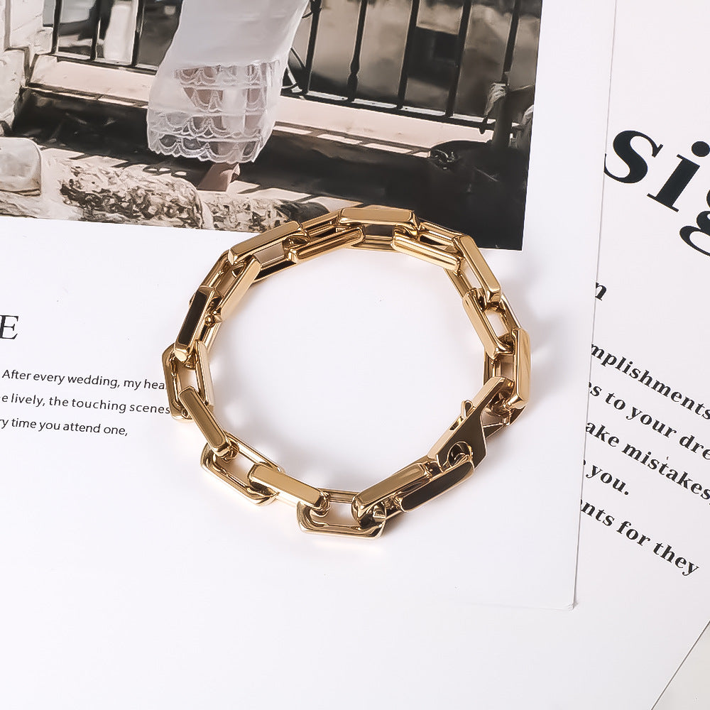 Square Titanium Steel Bracelet For Men Hip Hop Jewelry