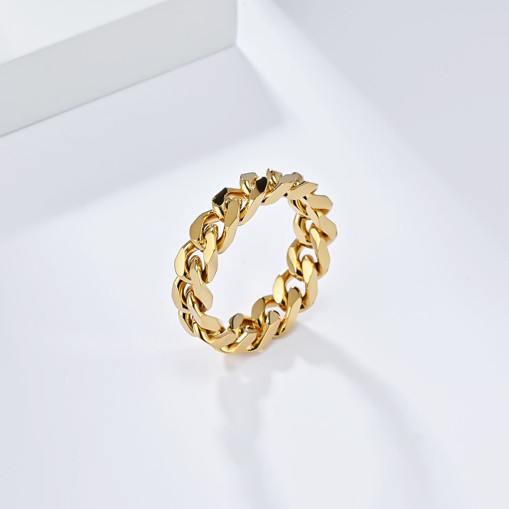 Neutral Simple Light Luxury Titanium Steel Chain Ring Jewelry