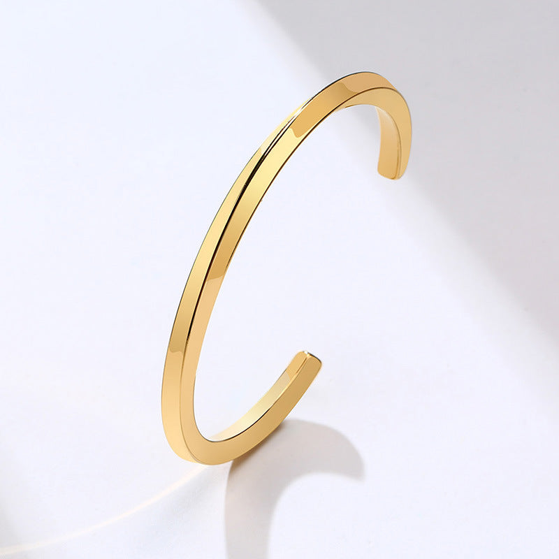 Square Line Retro Stainless Steel Spiral Twist Opening Women's Bracelet Men's Bracelet Couple Korean Version Bracelet