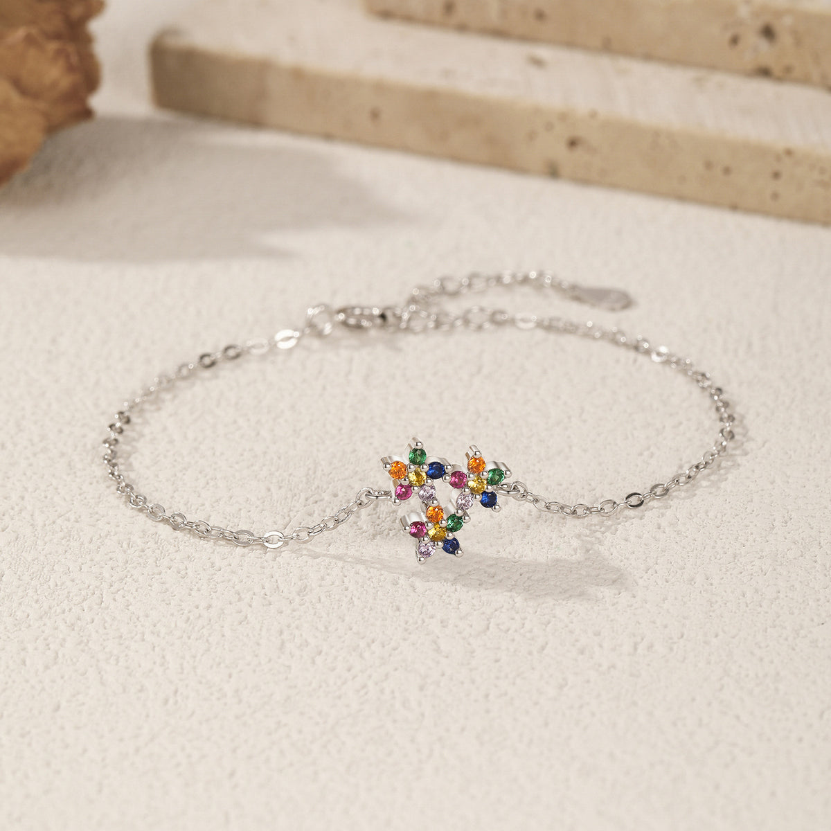 925 Sterling Silver Petite Floral Bracelet