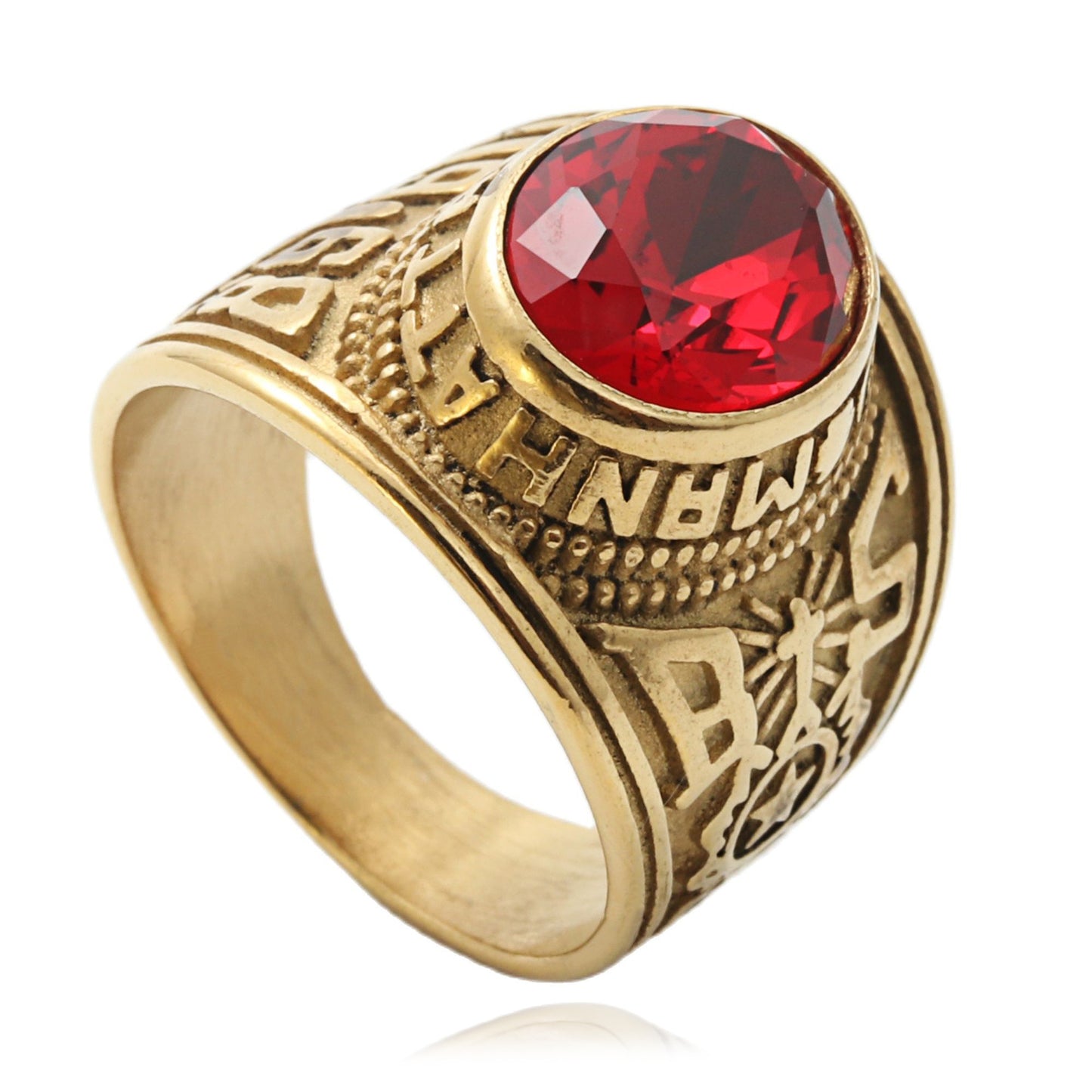 Planderful Titanium Steel MultiColor Zircon Ring For Men Unisex Retro Punk Style Eagle Design