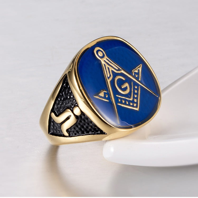 European And American Freemasons Gold Men's Ring Wholesale