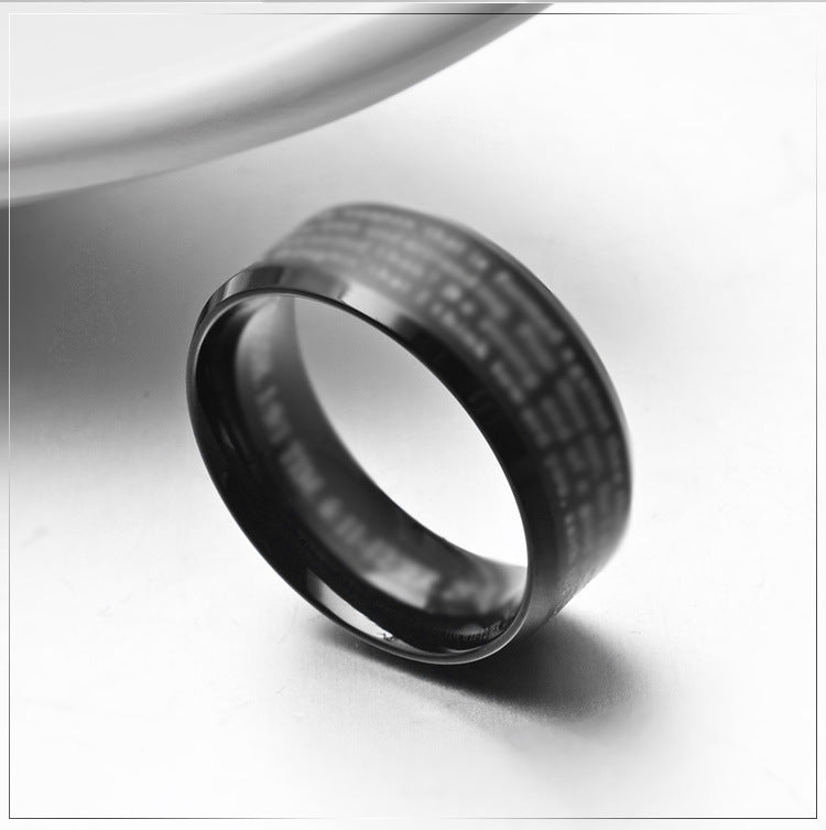 Inspirational Cross Scripture Titanium Steel Ring for Men