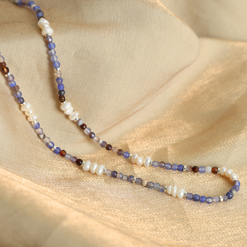 Luxurious Handcrafted Agate Stone Necklace with Freshwater Pearls
