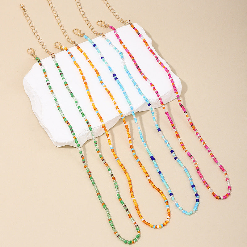 Sweet Candy-colored Multi-layer Beaded Necklace for Beach Holidays