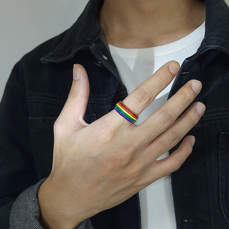 Colored Flag Stainless Steel Ring – – Titanium Steel