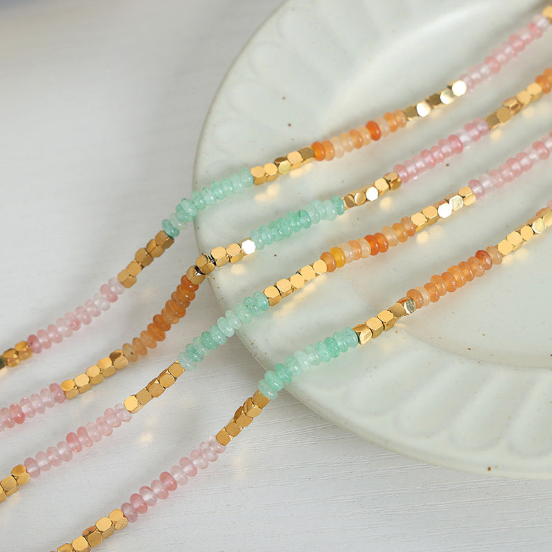 Colorful Tianhe Stone Crystal Abacus Beads Necklace: Handmade High-End Jewelry