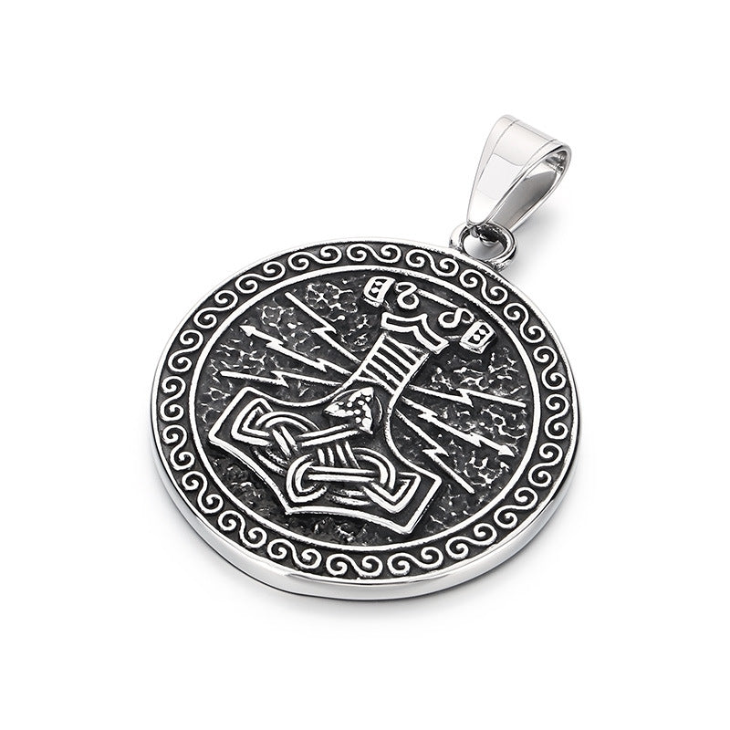 Planderful Viking Rune Pendant Double Sided Thor Hammer Men