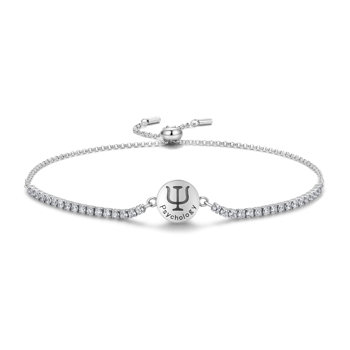 Planderful Jewelry Sterling Silver Zircon Bracelet Adjustable Length For Elegant Everyday Wear