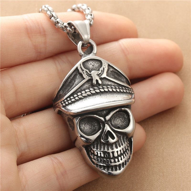Personalized Titanium Steel Skull Pendant Necklace for Men - Retro Punk Style