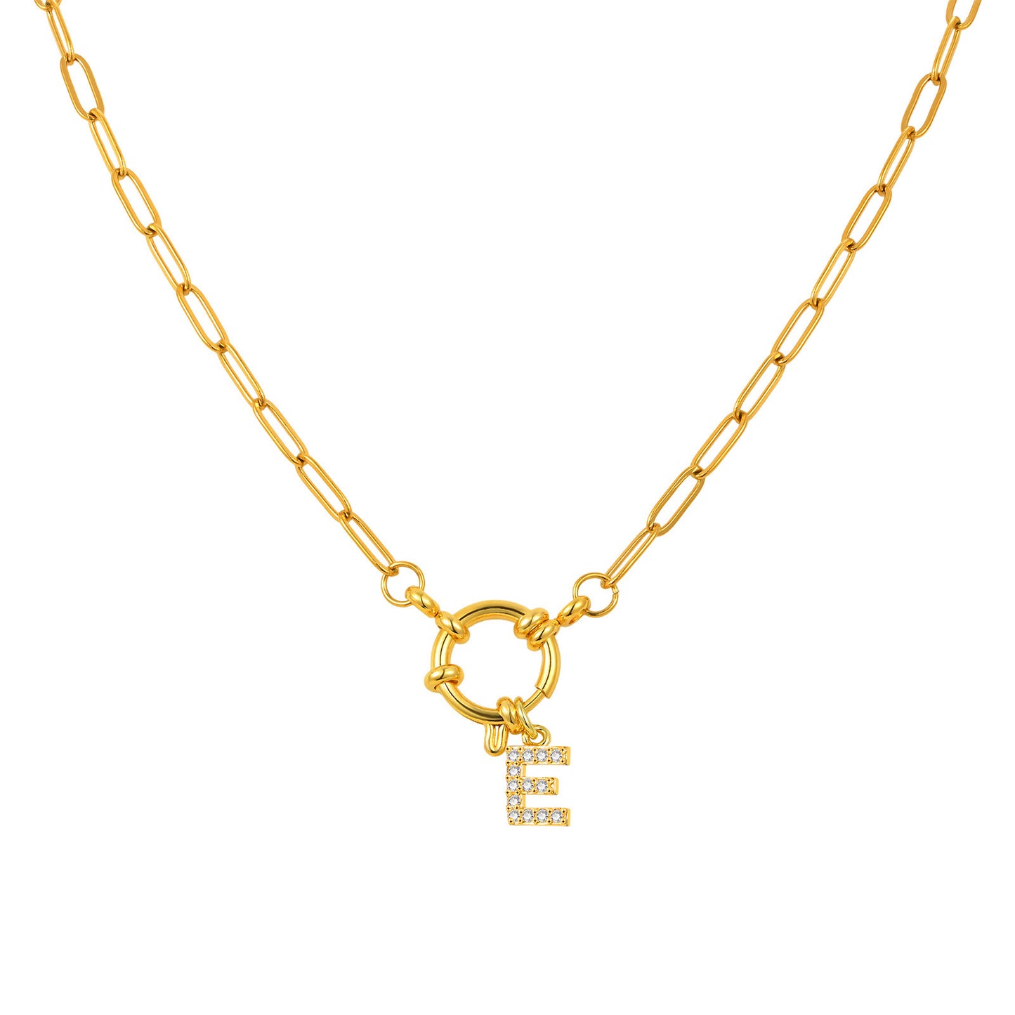 Name Letter Stainless Steel Small Square Chain Bubble Buckle Copper 26 Letter Necklace