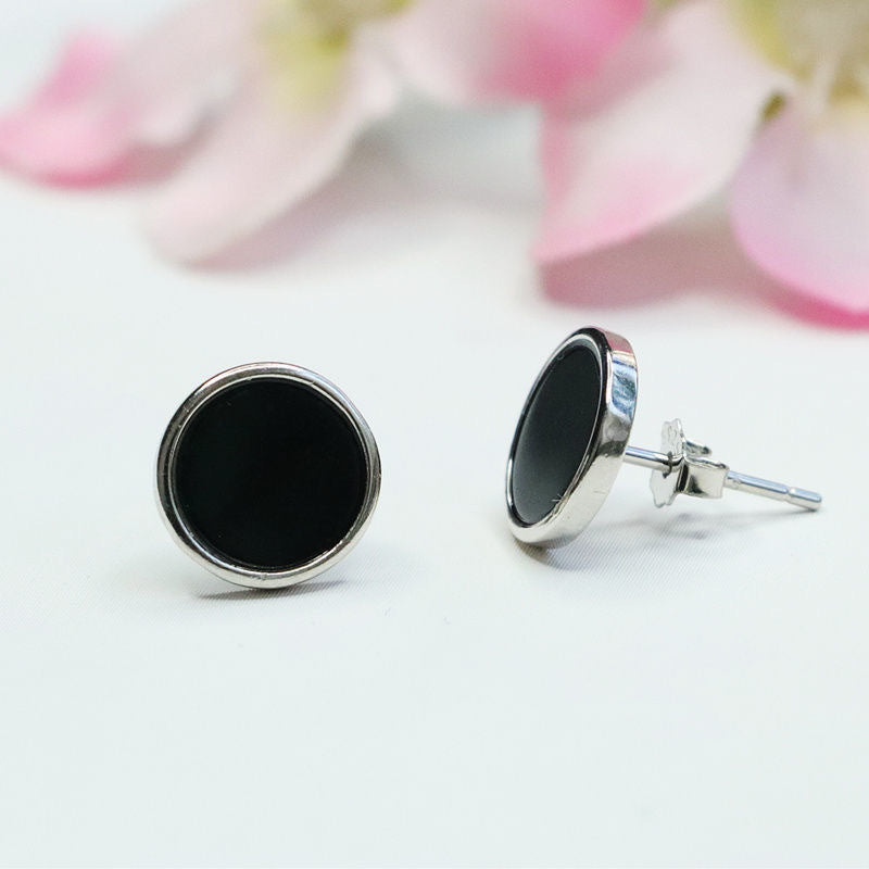 Dark Jadeite Round Stud Earrings
