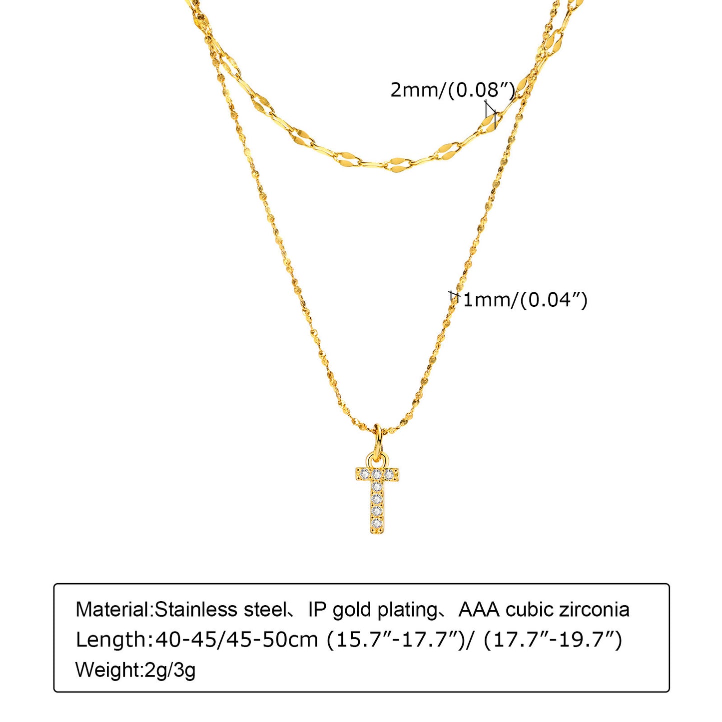 Stainless Steel 26-Letter Zircon Necklace Set for Summer Fashion