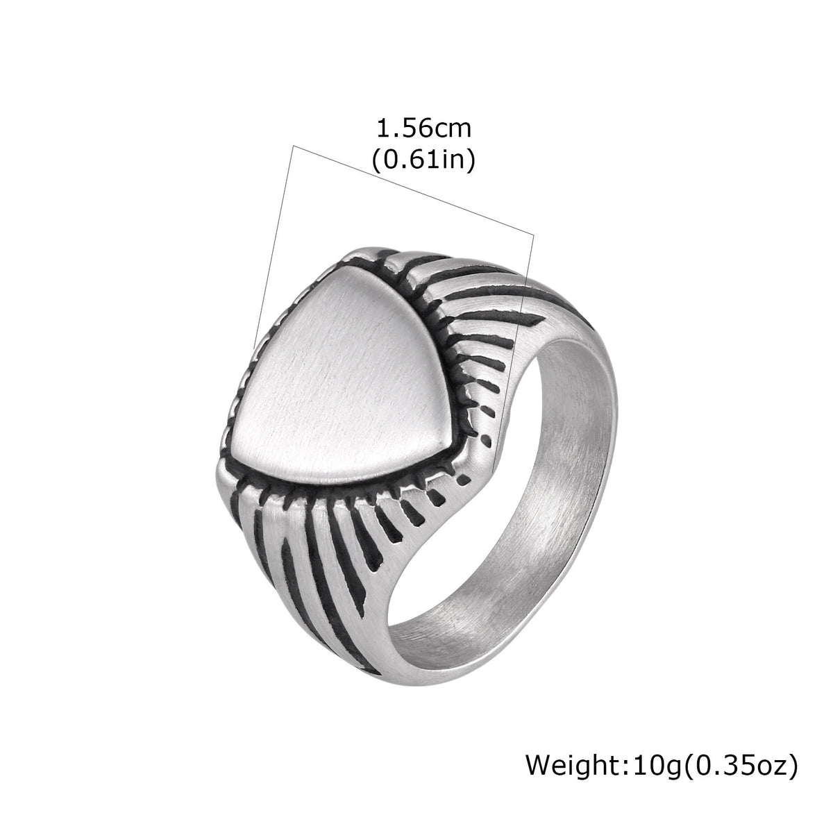 Men's American Tough Guy Literary Stainless Steel Brushed Triangle Ring